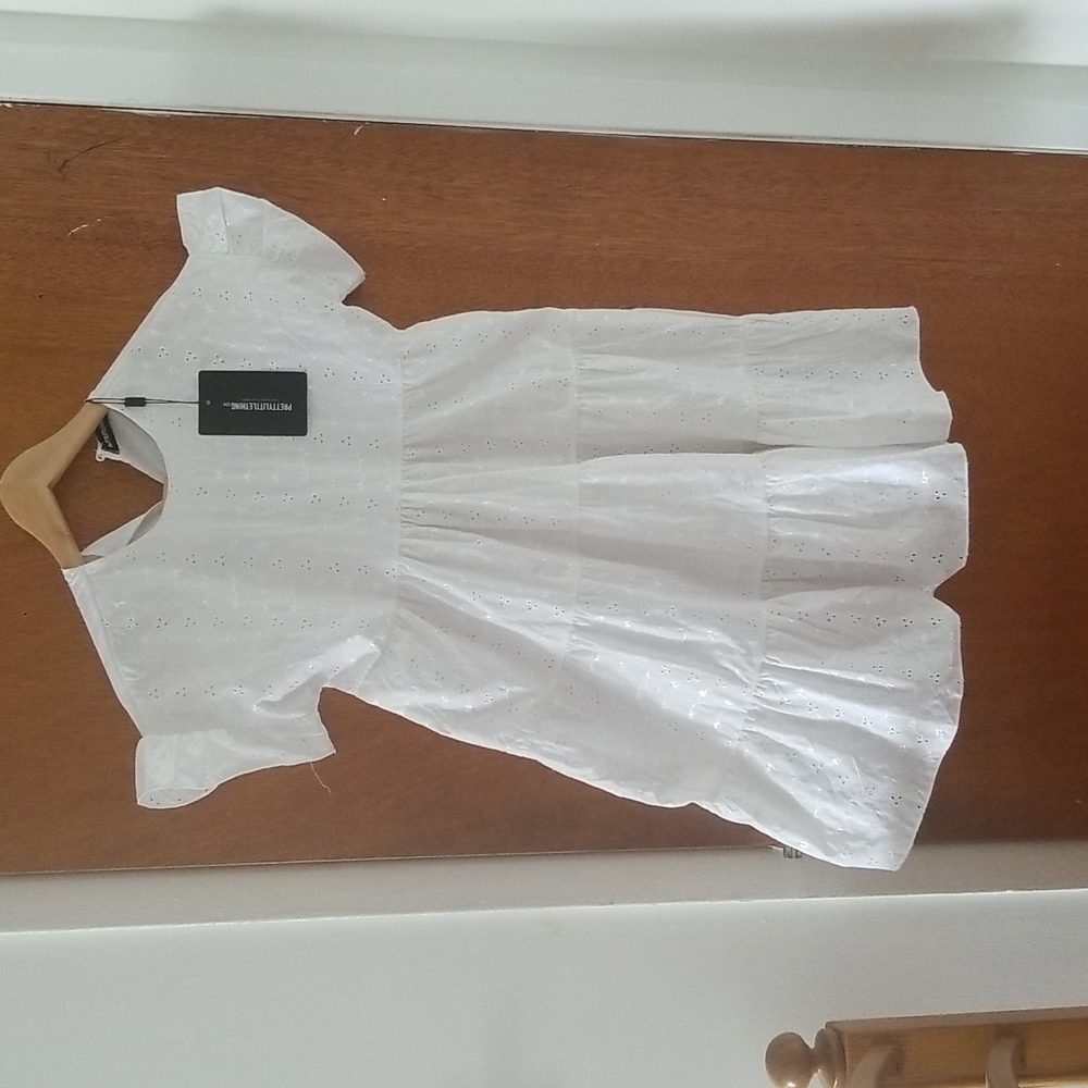 Pretty Little Thing White Broderie Anglaise Smock Dress size 4